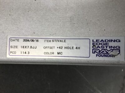 RAYS VERSUS STIVALE 16x7j +42 4x114.3 CB