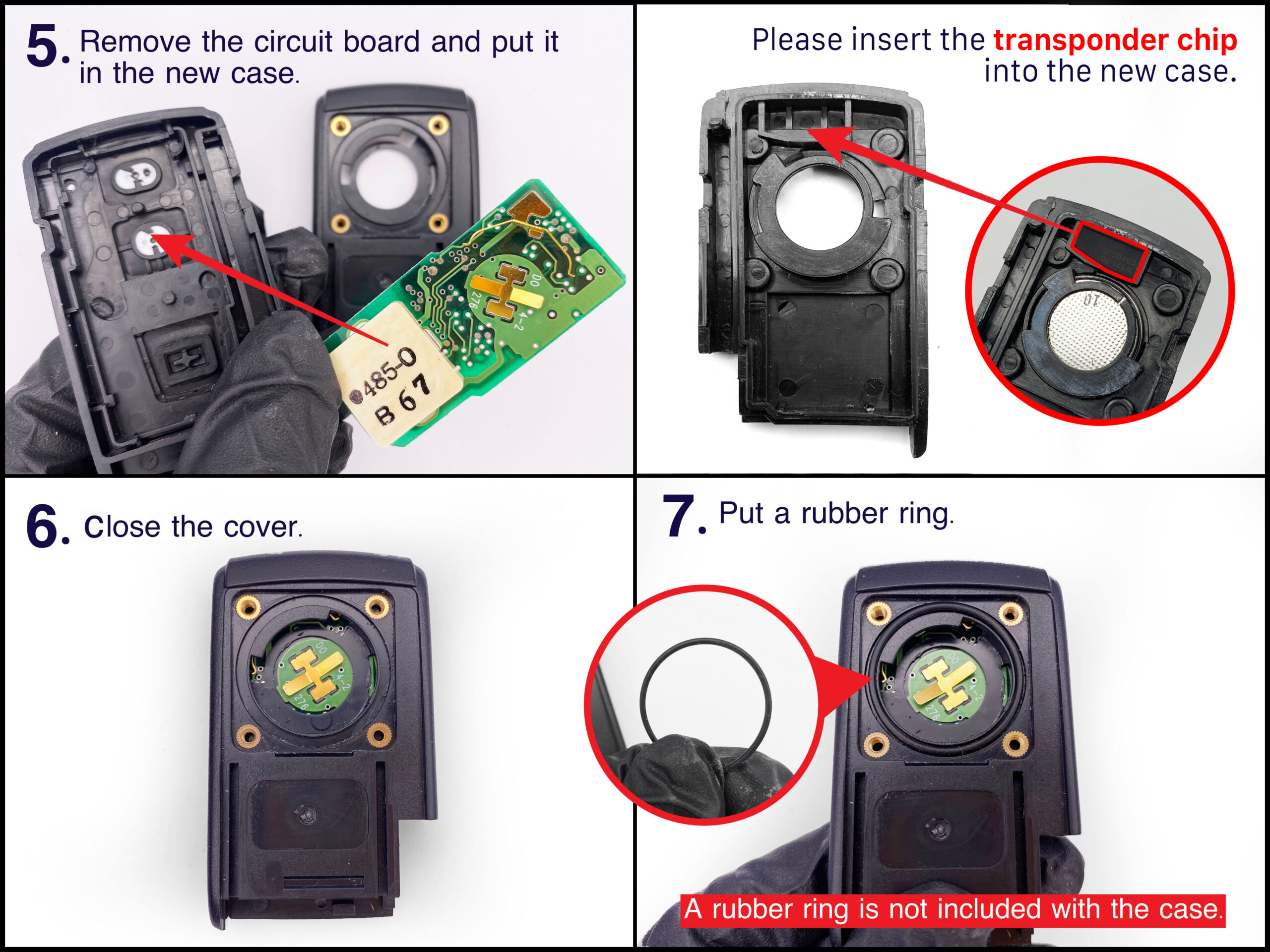 TOY_SHL024_fix2 TOYOTA Prius SMART KEY Shell Transferable / Replacement shell 2 Buttons » NZ.95 » JDM-PARTS NZ » JDM-PARTS NZ Step 5: Remove the circuit board and place it into the new case; arrows highlight the board and connections on the hardware. (panel shows transponder area.) TOYOTA Prius SMART KEY Shell Transferable / Replacement shell 2 Buttons » JDM-PARTS NZ