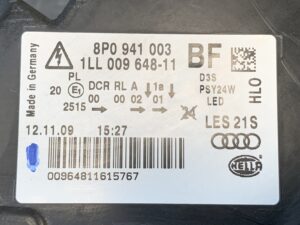 AUDI A3 8PCAX Genuine Headlight HELLA 8P0 941 003 Left Side x1