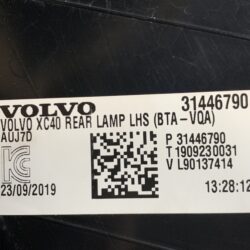 VOLVO XC40 XB420XC Genuine Taillight 31446790 Left Side x1