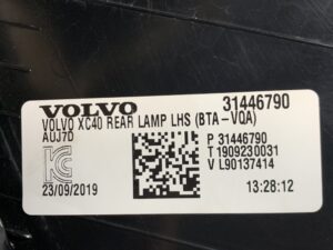 VOLVO XC40 XB420XC Genuine Taillight 31446790 Left Side x1