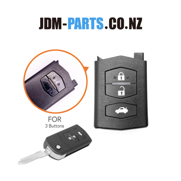 MAZDA REMOTE KEY Shell Transferable / Replacement shell 3 Buttons » JDM-PARTS NZ