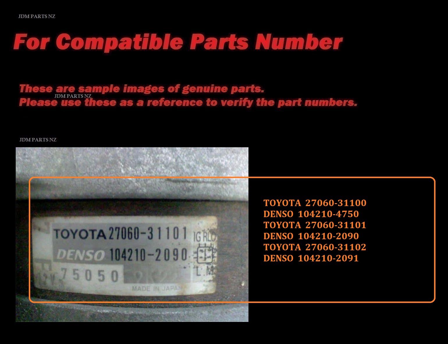 ADVANCE Alternator 27060-31100 A-D012 TOYOTA Alphard Vellfire Estima MarkX Zio