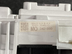 Close-up of a white plastic module with a beige label showing a QR code and the text 63800-28MOD-C, MO 342-890.