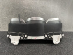 Triple-round automotive HVAC blower assembly with black housing and silver rims, mounted on a gray plastic base.