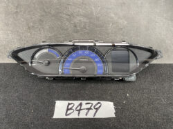 Hybrid car instrument cluster with blue arc speedometer (0–180 km/h), left charge/power gauge, and a right digital display area.