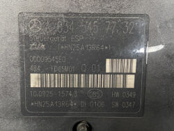 Mercedes data plate on the dashboard with VIN and two barcodes.