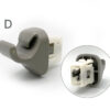 Gray plastic clamp/connector with a prominent 'D' label, showing its curved gripping surface and interior locking slots. Honda Genuine Sun Visor Clip / Holder #C » JDM-PARTS NZ