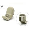 Beige plastic seat component with a curved backrest and a separate clip-piece shown in a circular frame Suzuki Genuine Suzuki Sun Visor Clip / Holder #A » JDM-PARTS NZ
