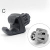 Close-up of a black plastic clamp with a separate gray connector part shown on a white background, both highlighted by circles. TOYOTA Genuine Sun Visor Clip/ Holder / Retainer #D » JDM-PARTS NZ