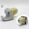 Close-up of a gray plastic housing with a yellow battery-like component partially inserted. TOYOTA Genuine Sun Visor Clip / Holder #E » JDM-PARTS NZ