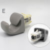 Close-up of a gray plastic connector housing with white and yellow internal parts, shown with circular callouts on a light background. TOYOTA Genuine Sun Visor Clip/ Holder / Retainer #D » JDM-PARTS NZ