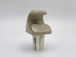 Beige plastic chair arm with a white mounting base, shown detached on a white background. (informative product part)