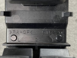 Close-up of a black plastic connector housing with PA-GF marking and L/R alignment indicators, serial 5155220 visible.