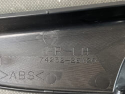 Plastic car interior part with engraving: FR-LH 74232-26120 and ABS molded text.