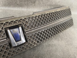 Close-up of a dusty diamond-patterned plastic grille with a chrome-framed blue switch labeled VOX